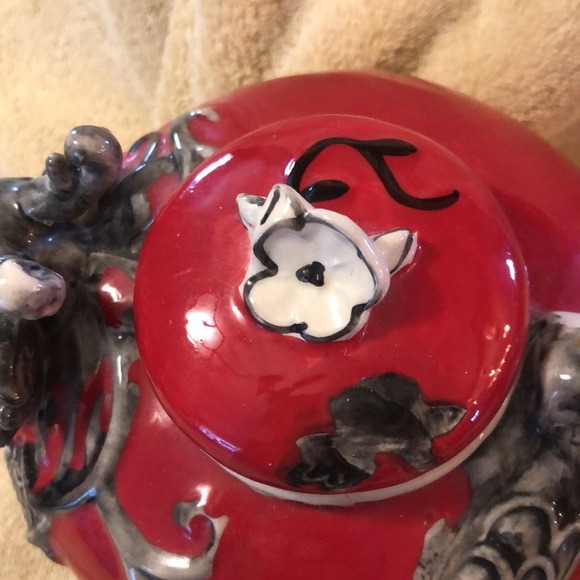 Red Dragon/Vine Teapot Collectible Blue Sky Clayworks 7”high 10” wide - Picture 5 of 7